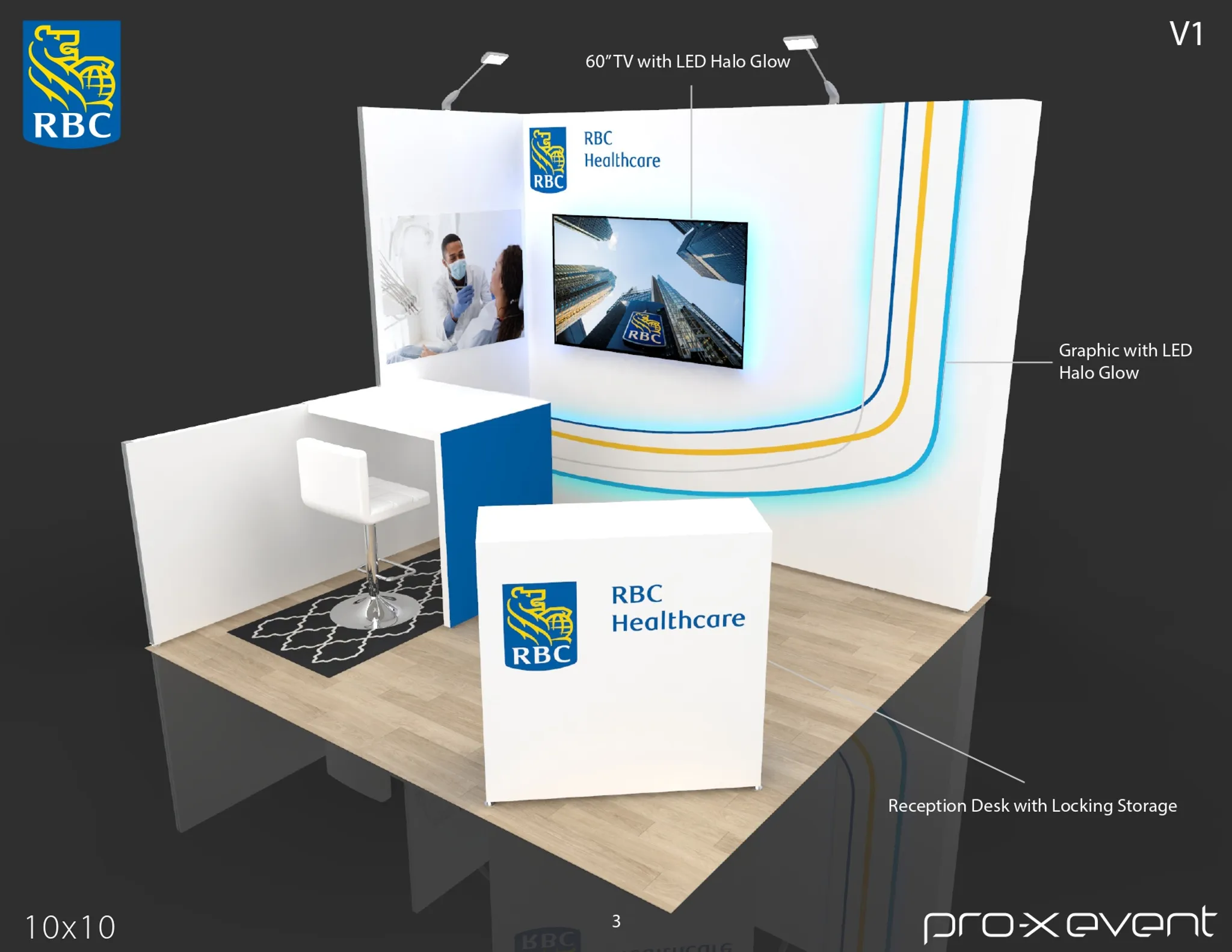 10x10 Perimeter booth design by Pro-X Exhibits